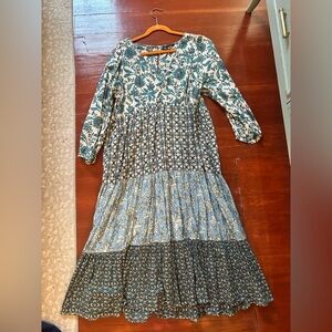 Zara Blue and White Maxi Dress